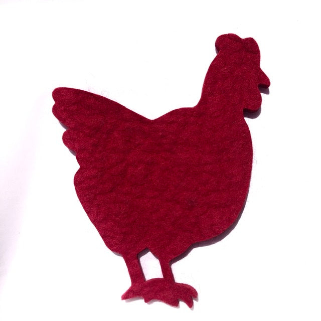 Felted Wool Hot Pad, Hen