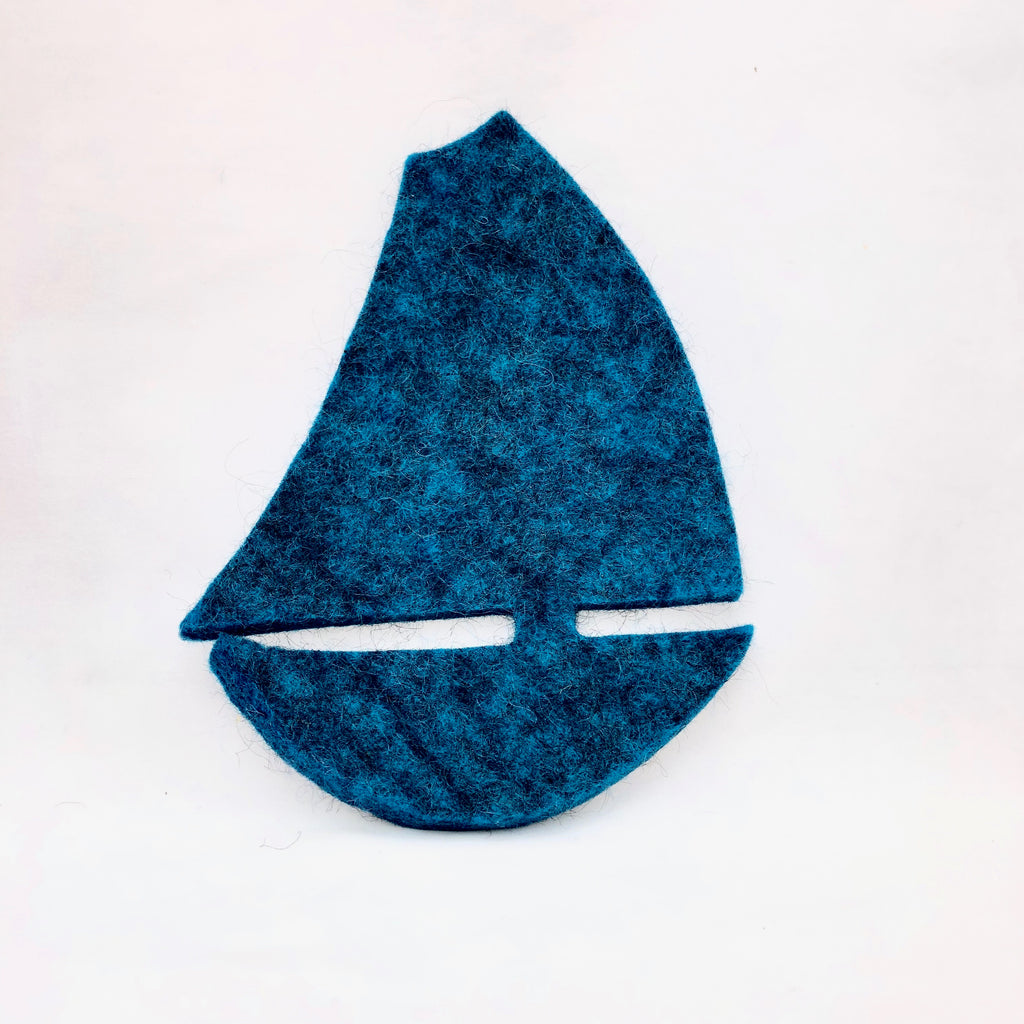Felted Wool Hot Pad, sailboat. More colors