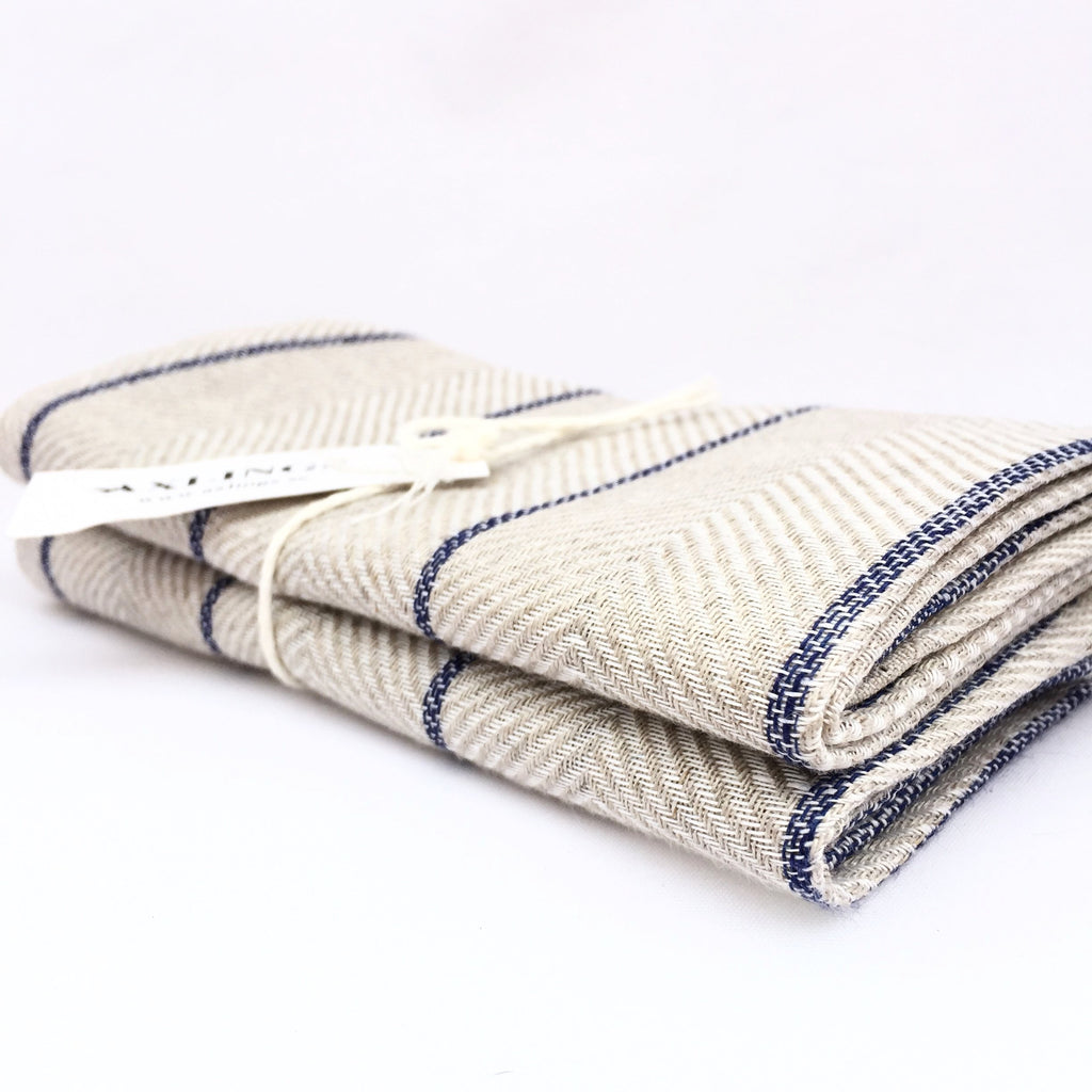 Axlings Linne Tea Towel "Marulk" navy, 2-pack
