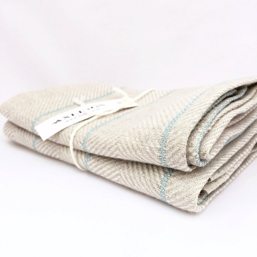Axlings Linne Tea Towel "Marulk" ice blue, 2-pack