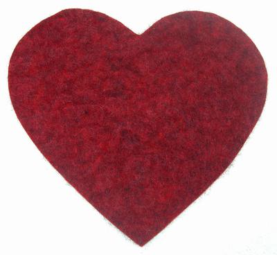 Felted Wool Hot Pad, heart